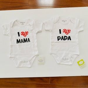 Unisex Infant Baby I Love Papa I Love Mama Bodysuit Onesie White 3 Months